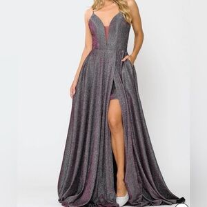 NWT Sparkling Burgundy and Silver Gown Size Medium